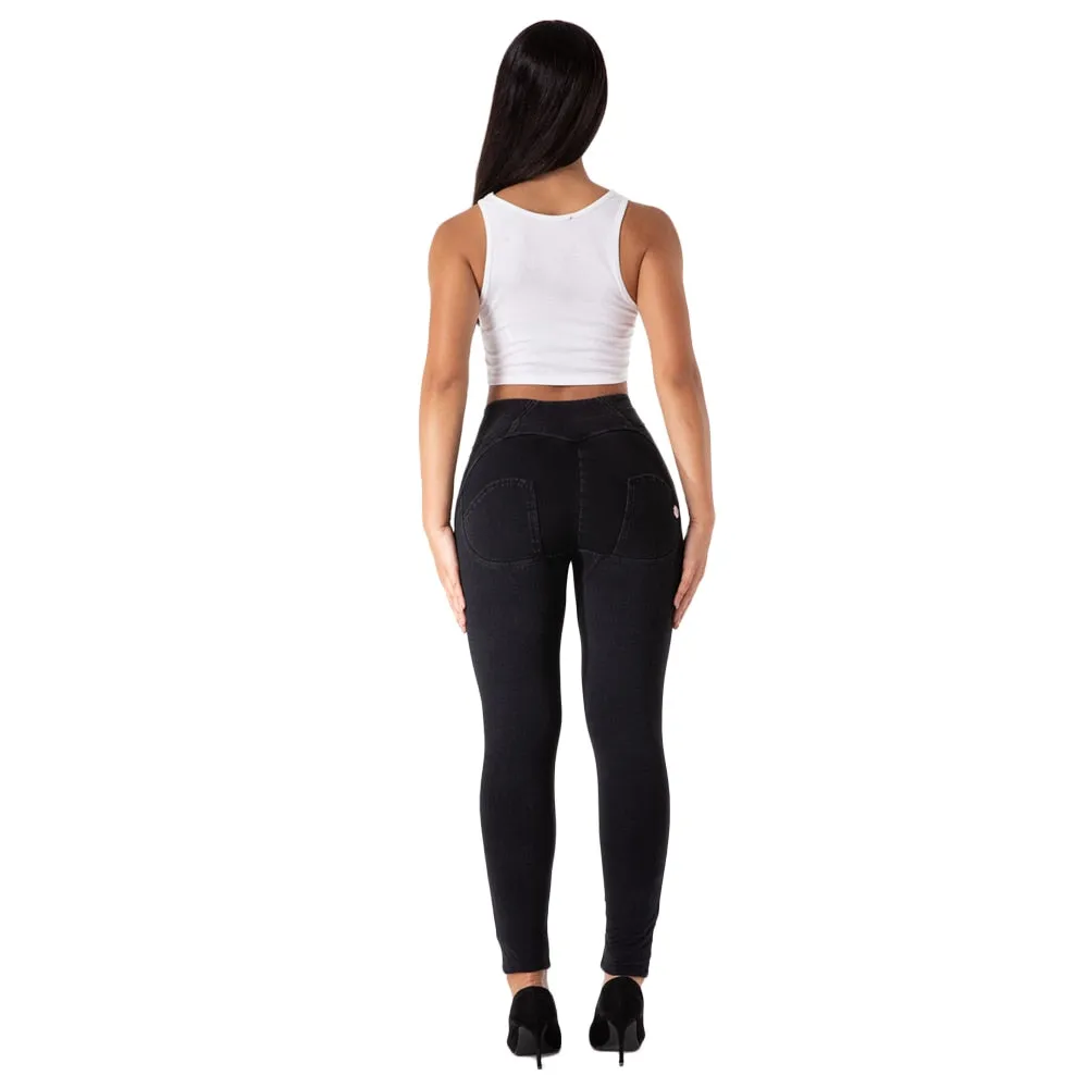 Black Denim Skinny High Waist Leggings for Women - Push-Up Yoga Fitness Leggings