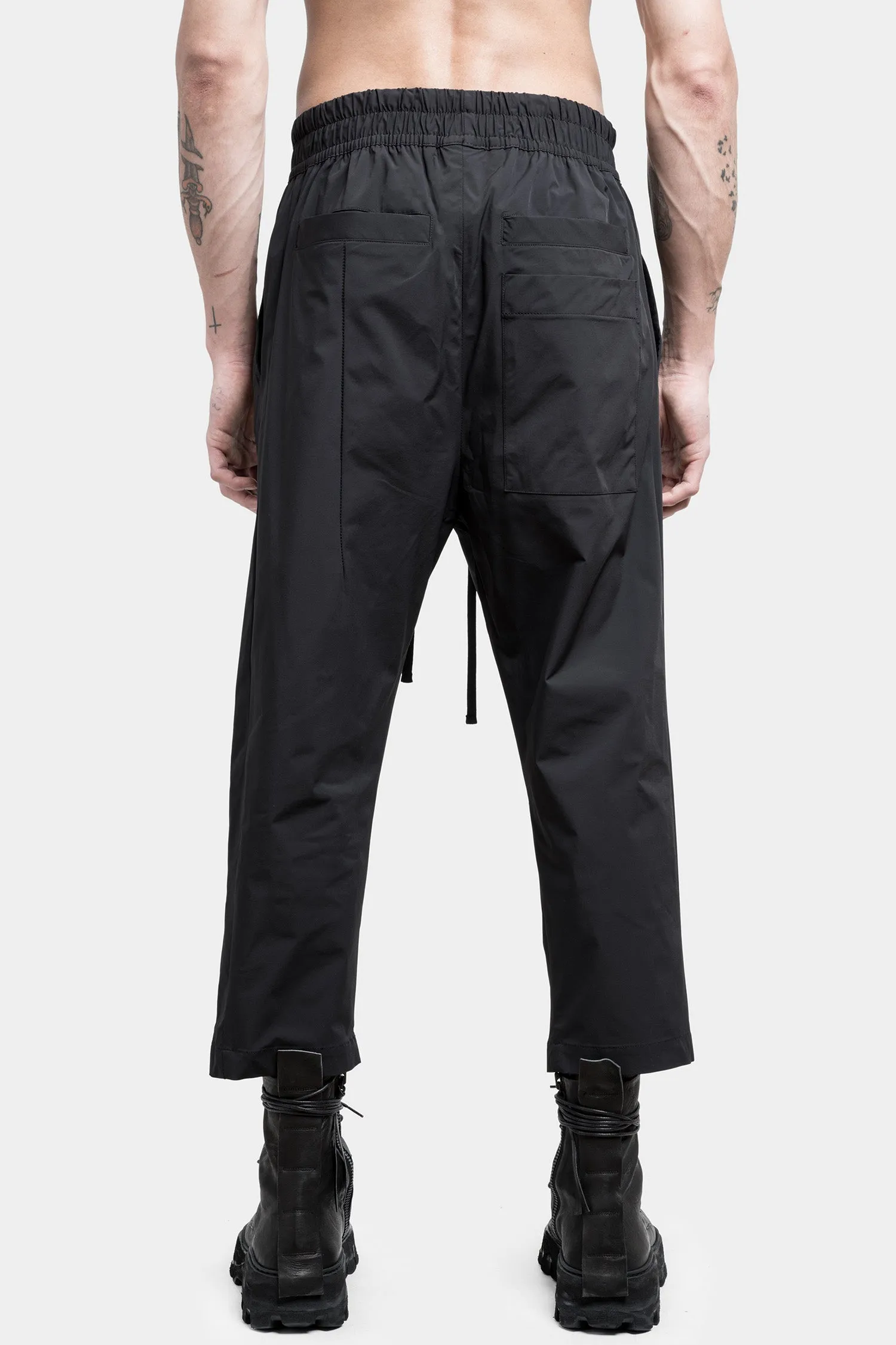 Black drawstring cropped trousers