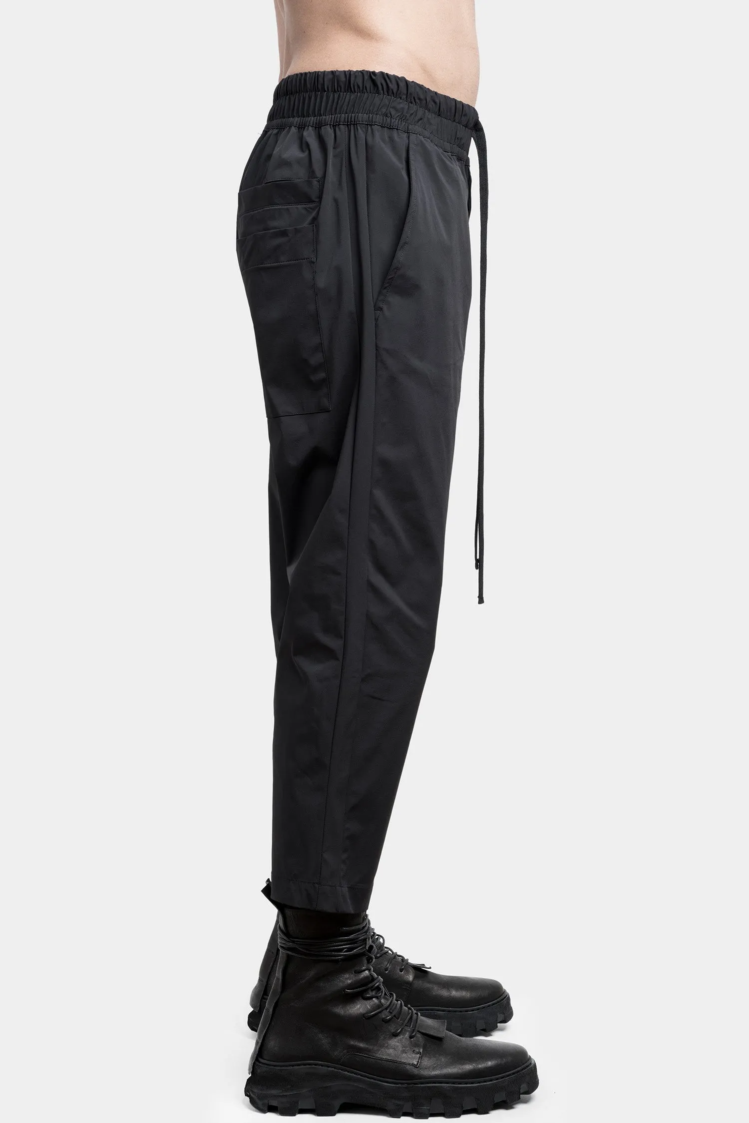 Black drawstring cropped trousers