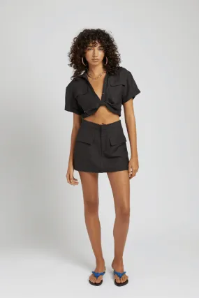 Black Linen Twist Shirt