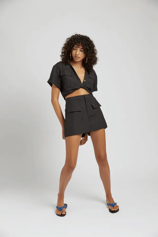 Black Linen Twist Shirt