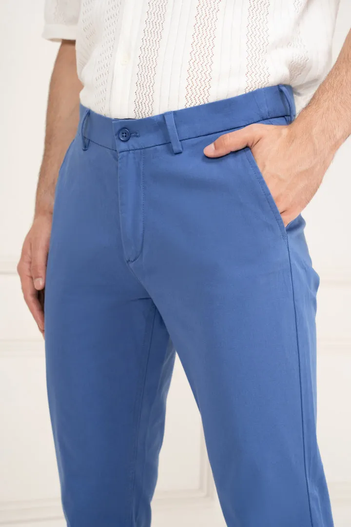 Blue Chino Pants, Slim Fit, Stretch