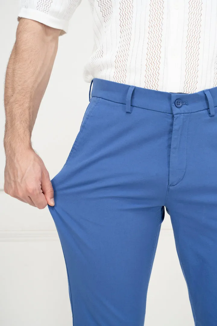 Blue Chino Pants, Slim Fit, Stretch