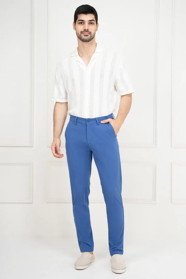 Blue Chino Pants, Slim Fit, Stretch