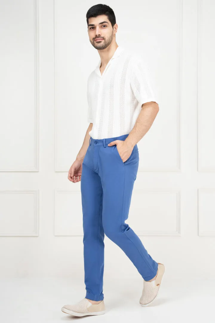 Blue Chino Pants, Slim Fit, Stretch