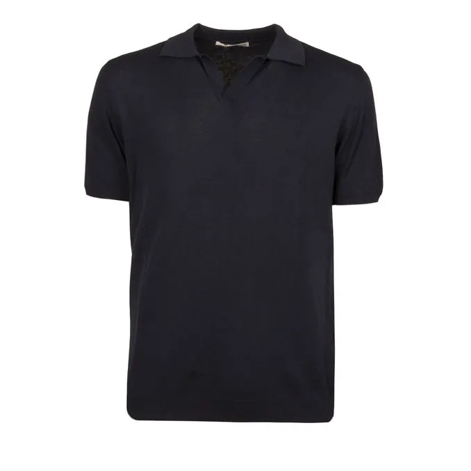 Blue Cotton Polo Shirt for Men