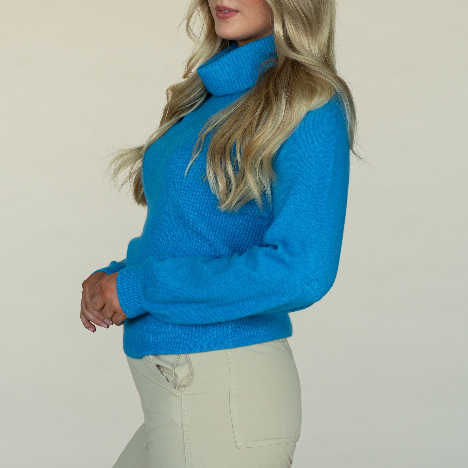 Blue Roll Neck Raglan Sweater - Buy Now