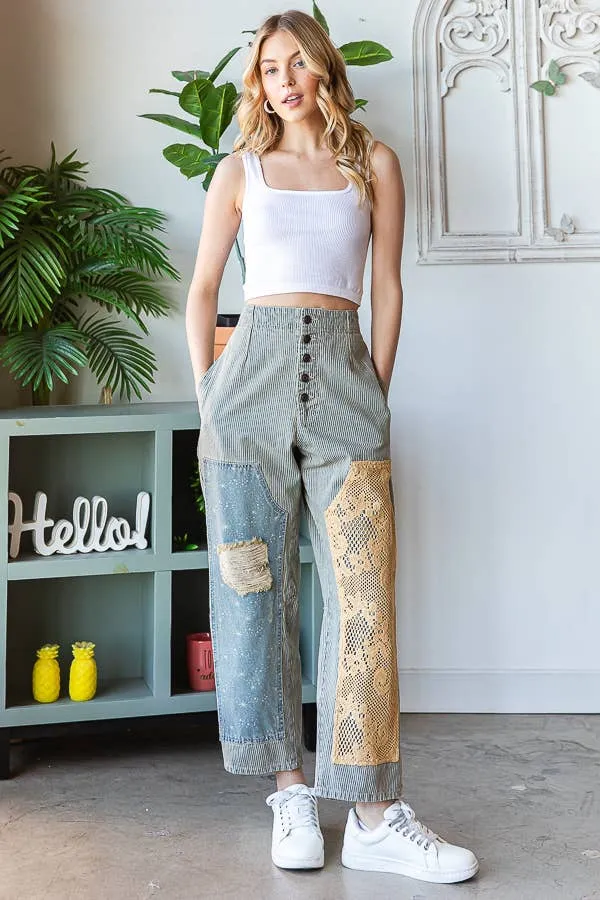 Boho Summer Mineral Wash Patched Pant – On Sale