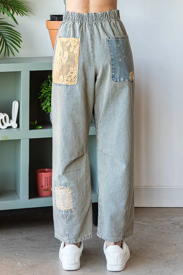 Boho Summer Mineral Wash Patched Pant – On Sale