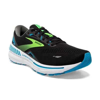 Brooks Men’s Adrenaline GTS 23 Athletic Shoes-Black/Hawaiian Ocean/Green