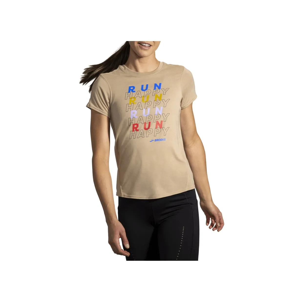 Brooks T-Shirt - Short Sleeve, Light Brown, Distance Graphic