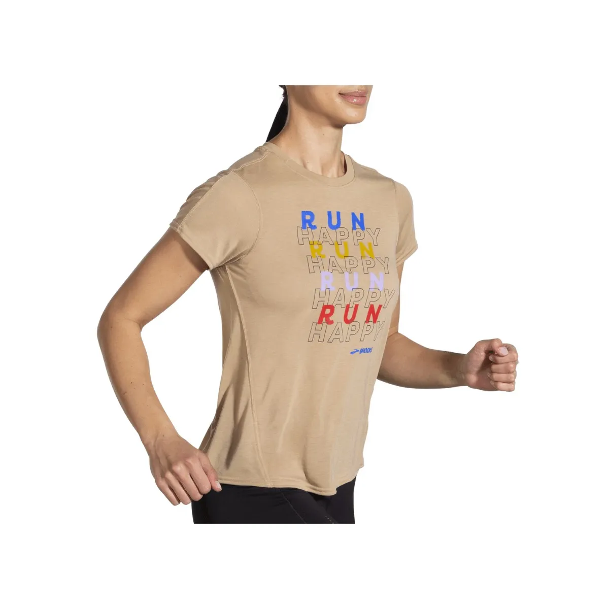 Brooks T-Shirt - Short Sleeve, Light Brown, Distance Graphic