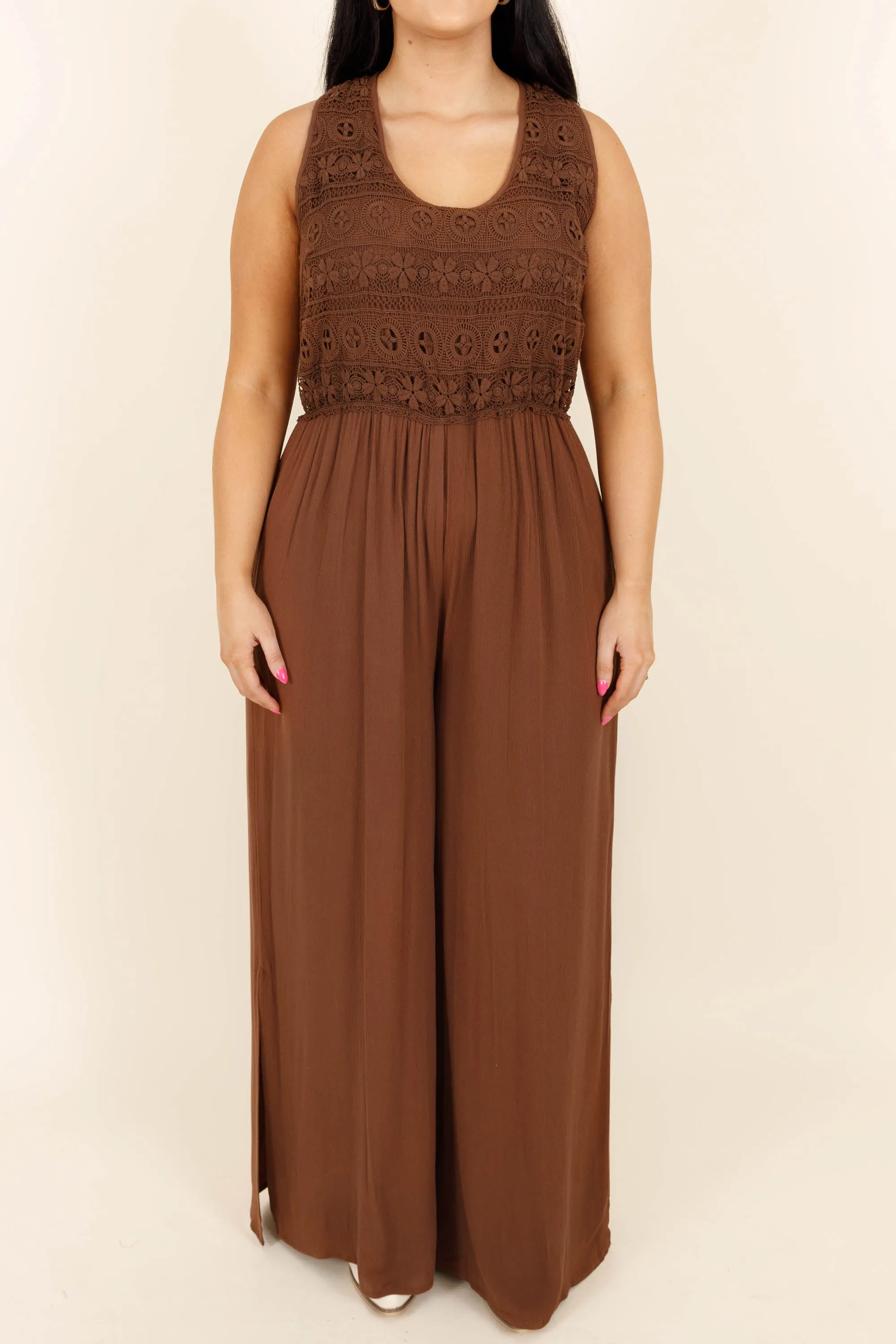 Brown lace jumpsuit