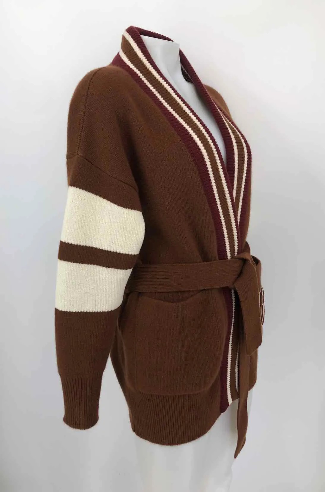 Brown White Wool lined Cardigan Jacket - Made in Italy by GOLDEN GOOSE