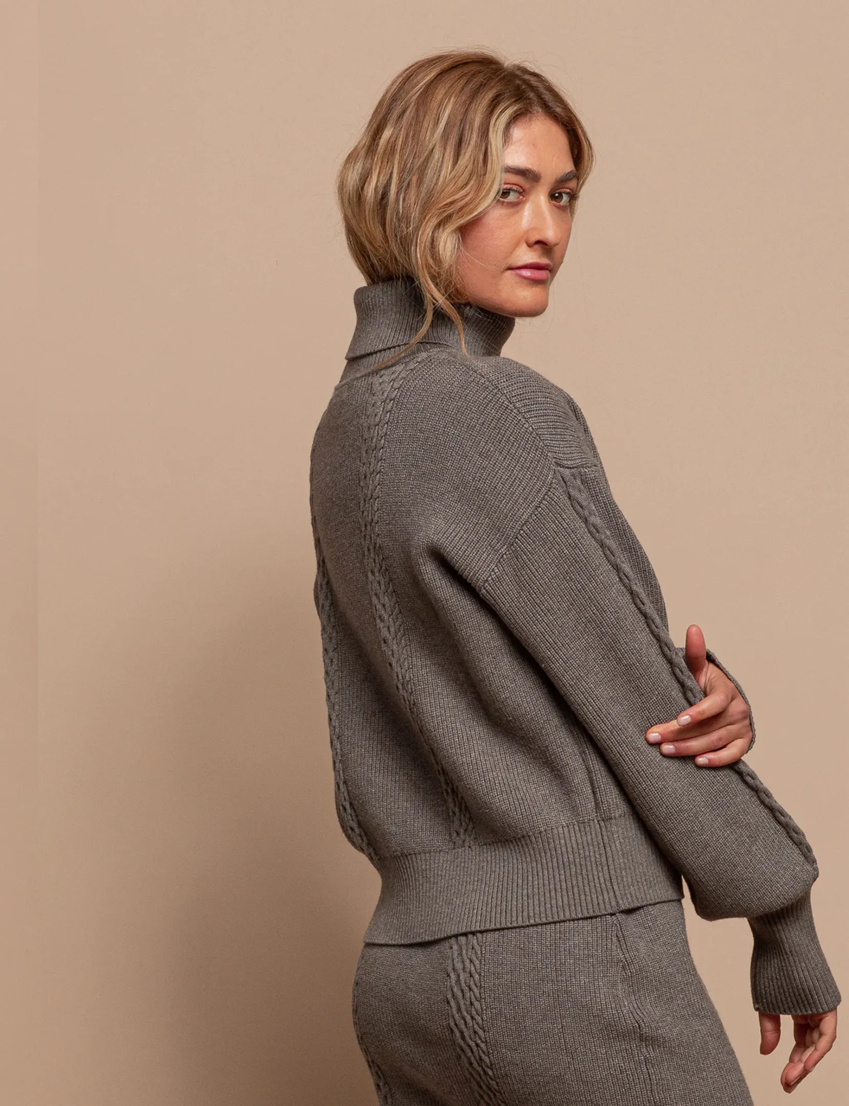 Cable Knit Turtleneck Sweater in Dark Grey is the result, now please