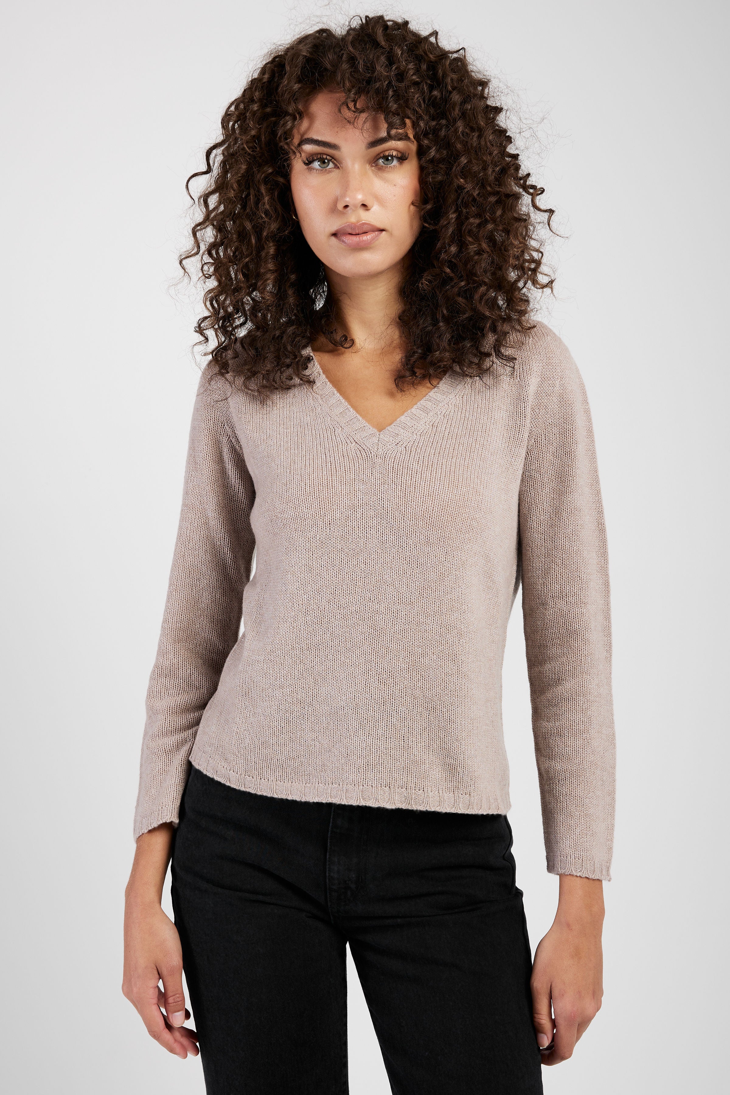 Cashmere V-Neck Sweater - Tortora