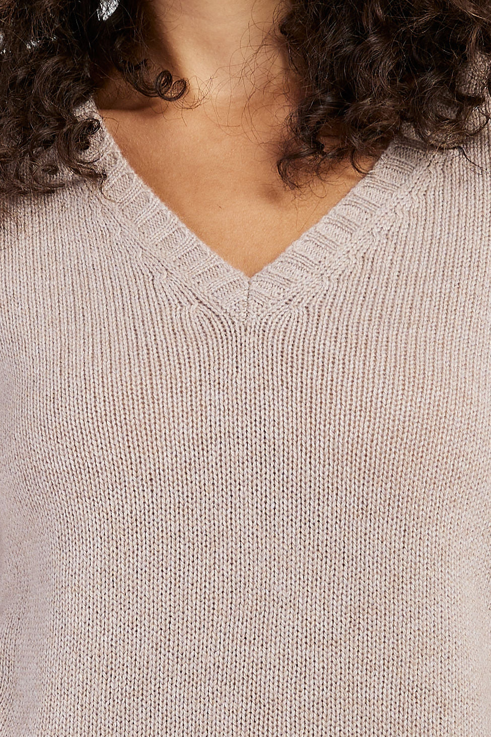 Cashmere V-Neck Sweater - Tortora