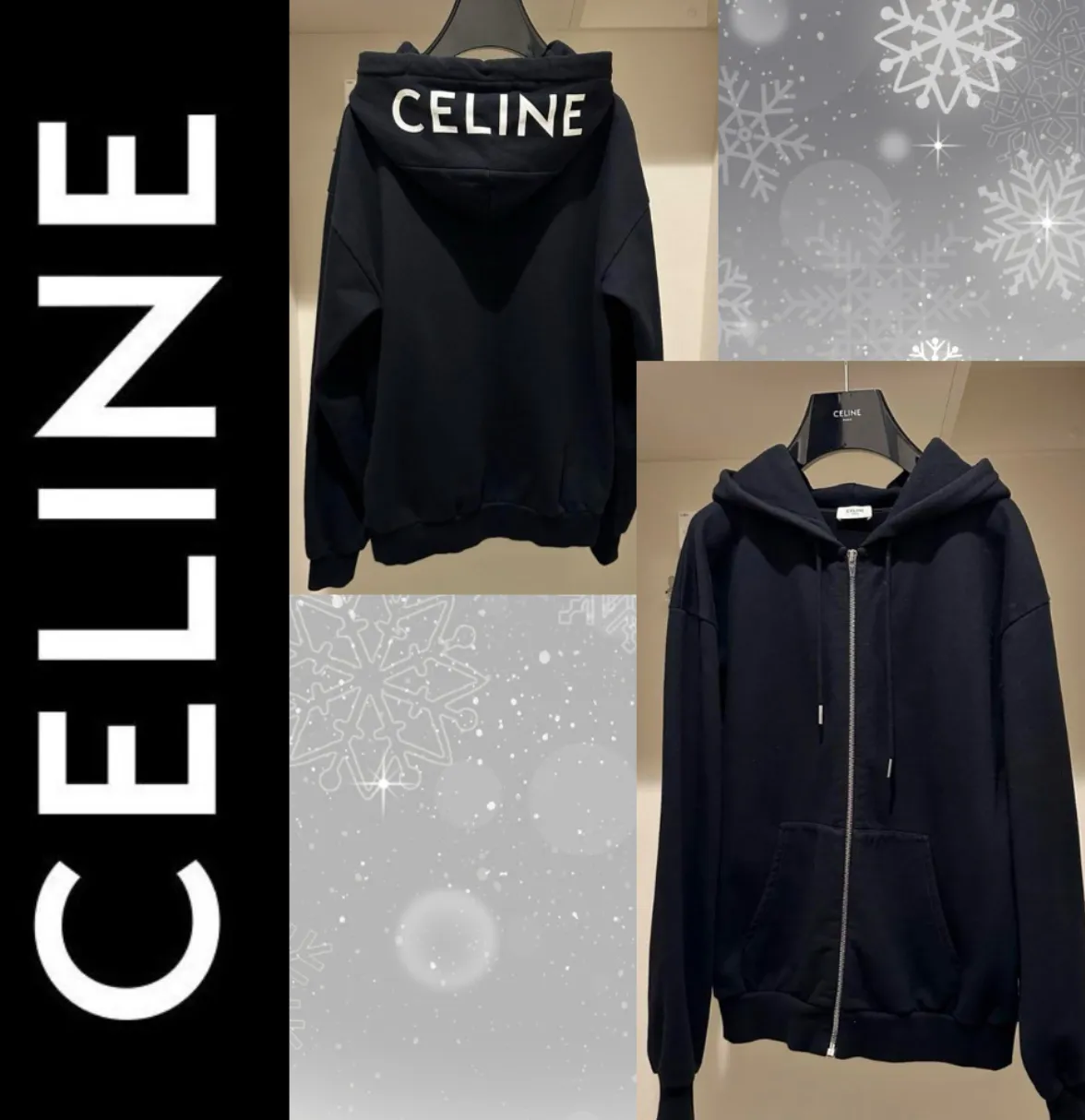 Celine Long Sleeves Cotton Logo Hoodies & Sweatshirts