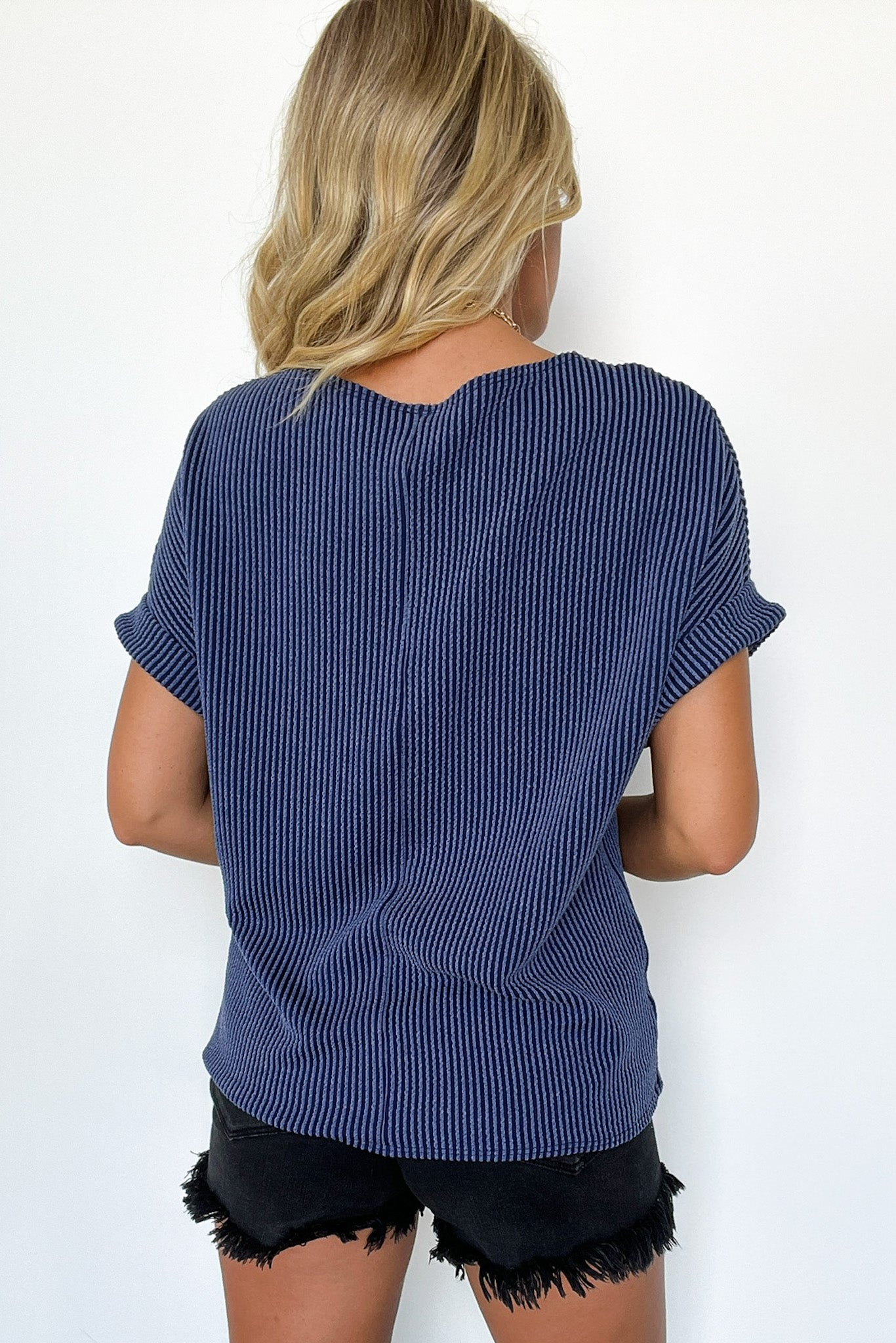 Chasing Sunsets Rib Knit Rolled Sleeve Top - Shop Now!