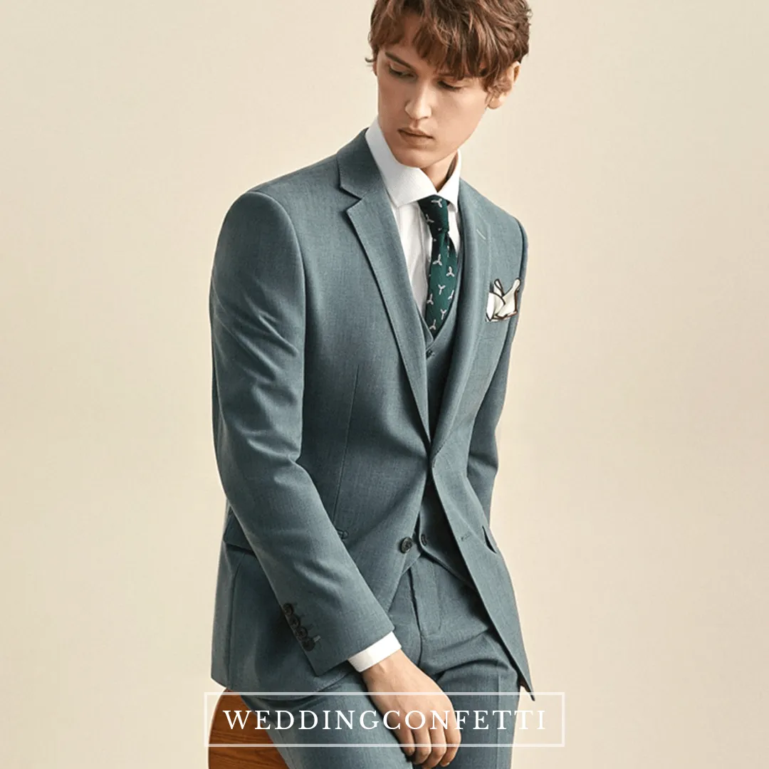 Clementine Groom Teal Green Suit, Vest, Pants - 3 Piece Set