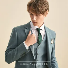 Clementine Groom Teal Green Suit, Vest, Pants - 3 Piece Set