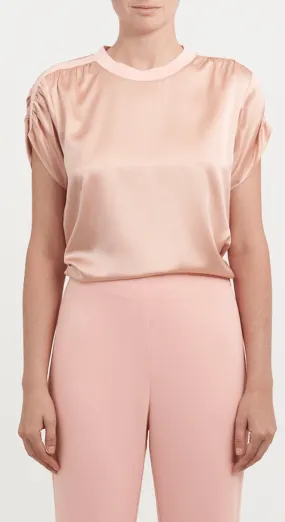 Coral Pink Shiny Lorainne Shirt by Cinq A Sept