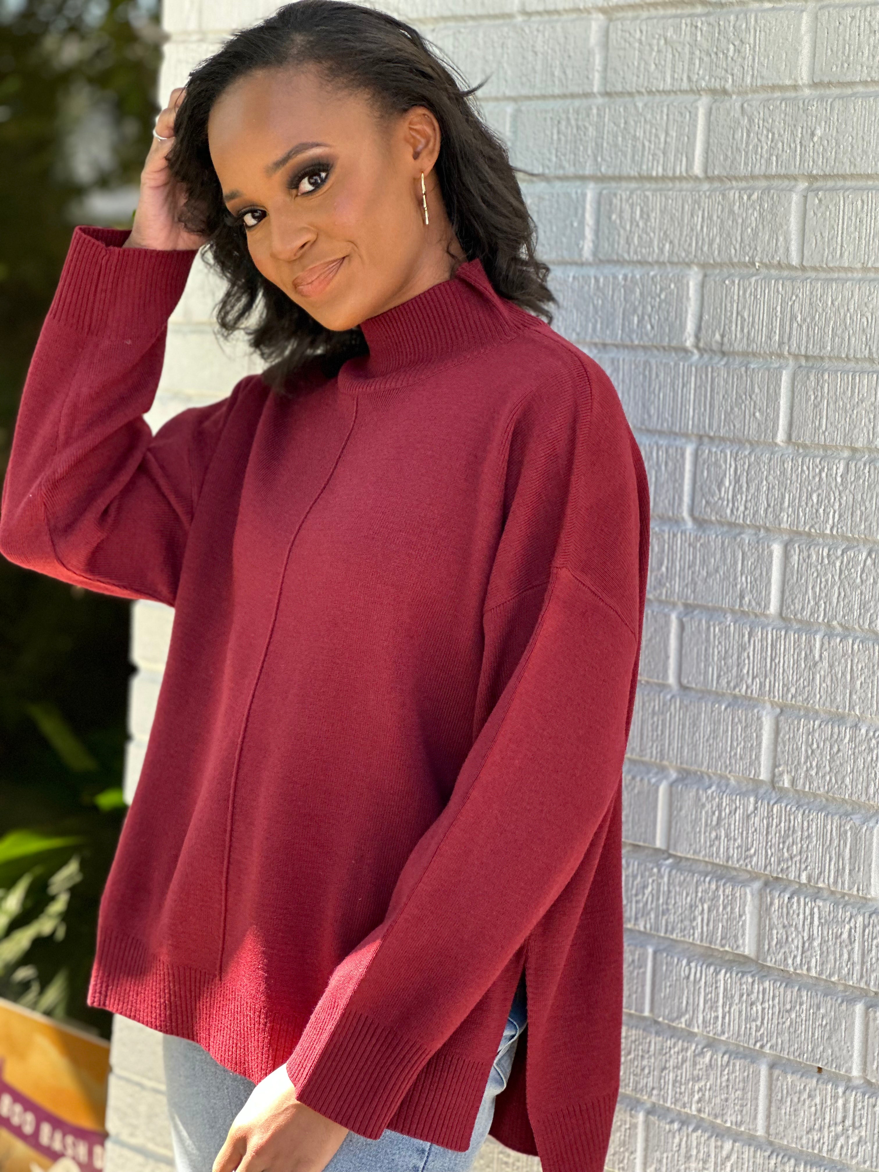 Core Mock Neck Sweater - Front Seam - Fashionable and Versatile