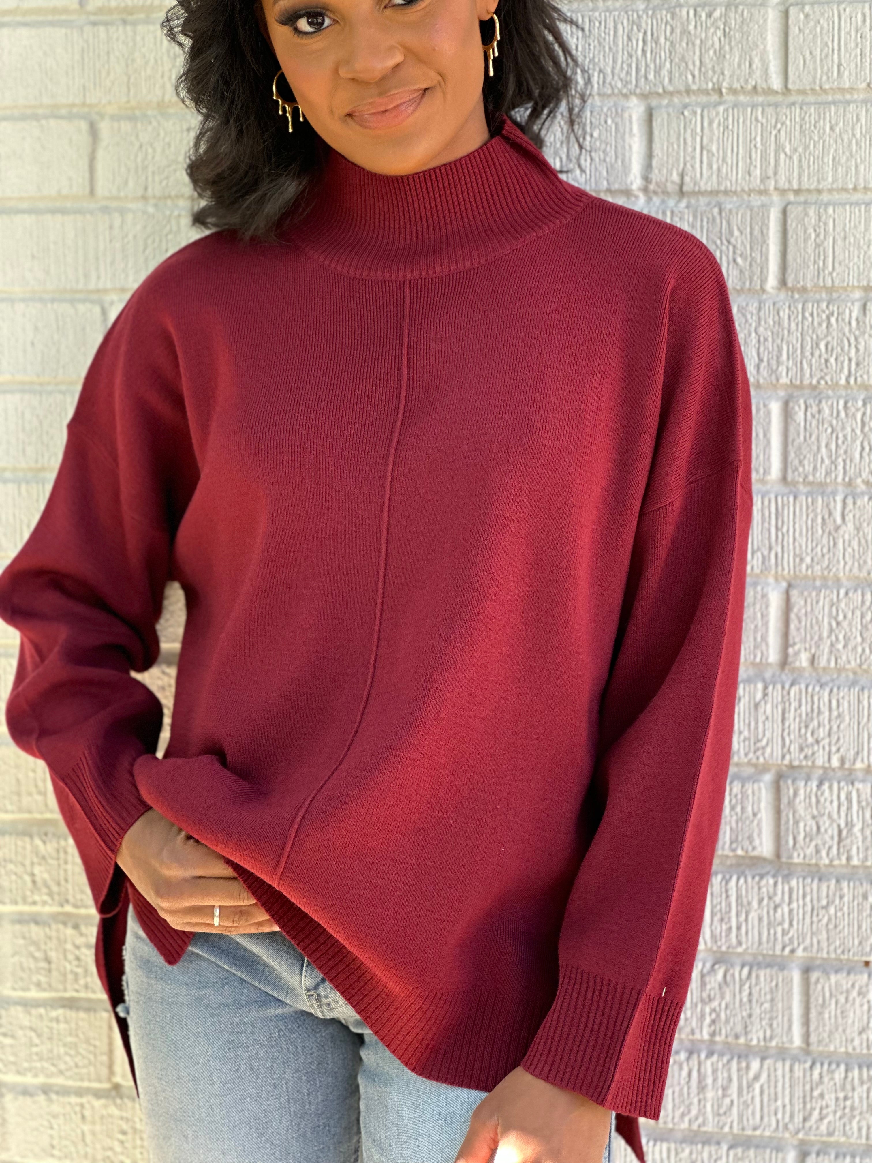 Core Mock Neck Sweater - Front Seam - Fashionable and Versatile