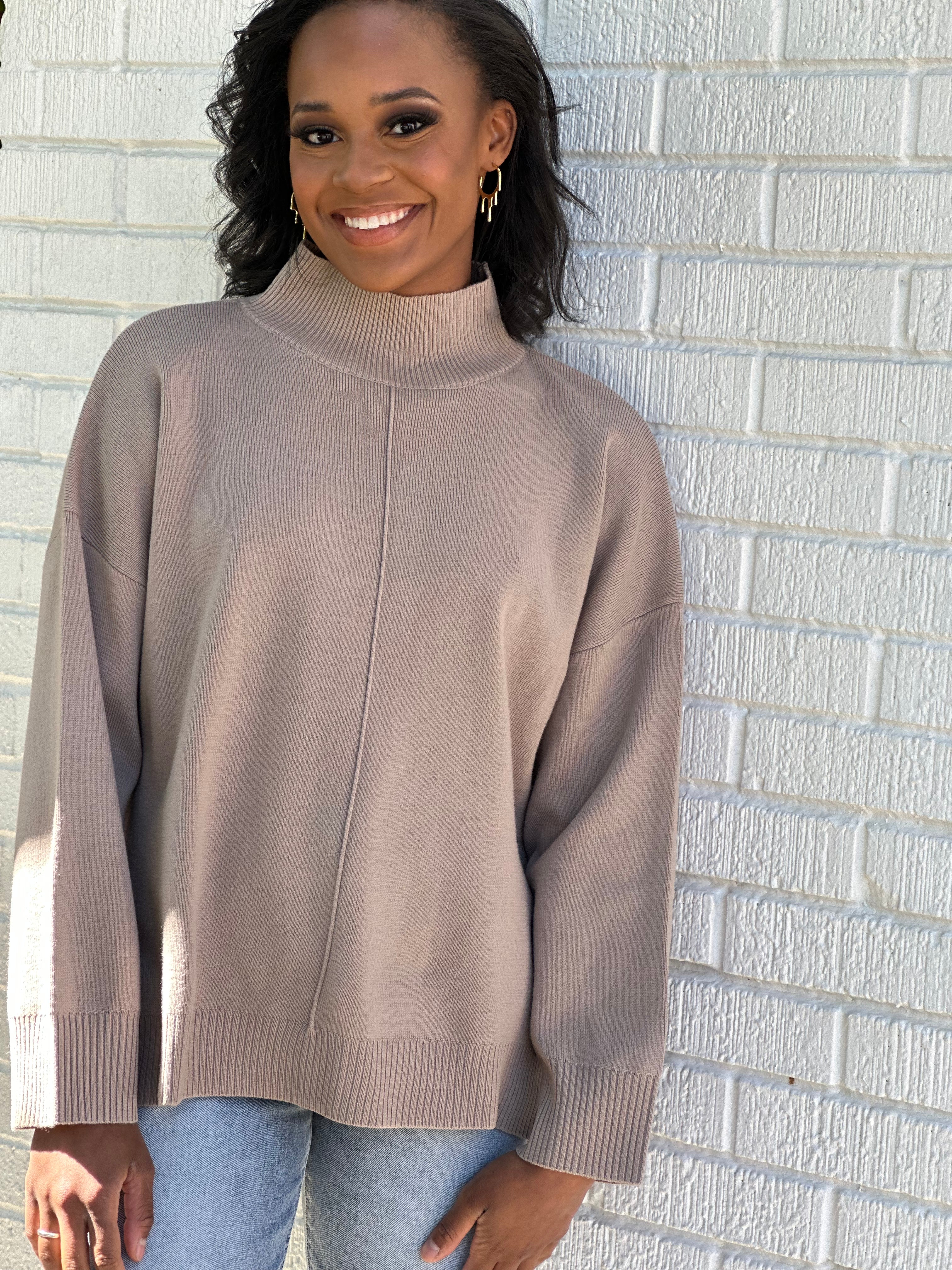 Core Mock Neck Sweater - Front Seam - Fashionable and Versatile