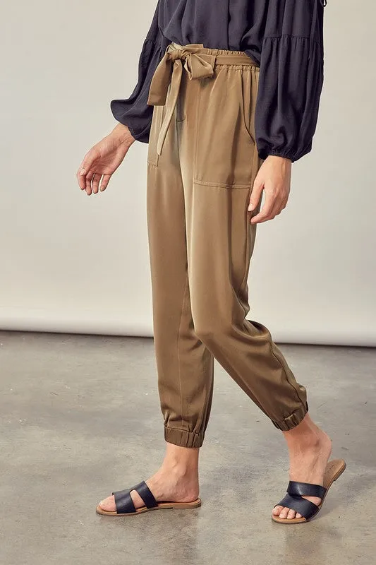 Country Club Satin Pants with Belt