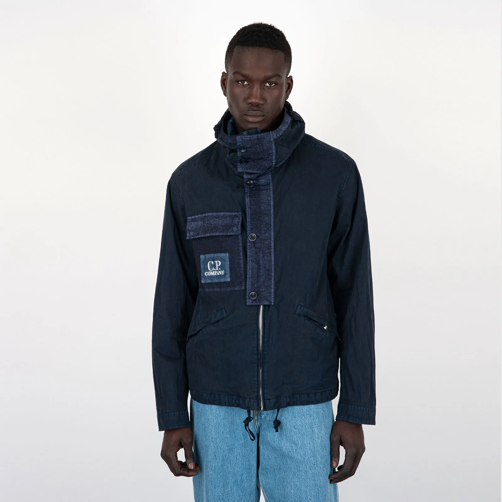 C.P. Company Indigo Cotton Gum Hooded Jacket in 50 Fili