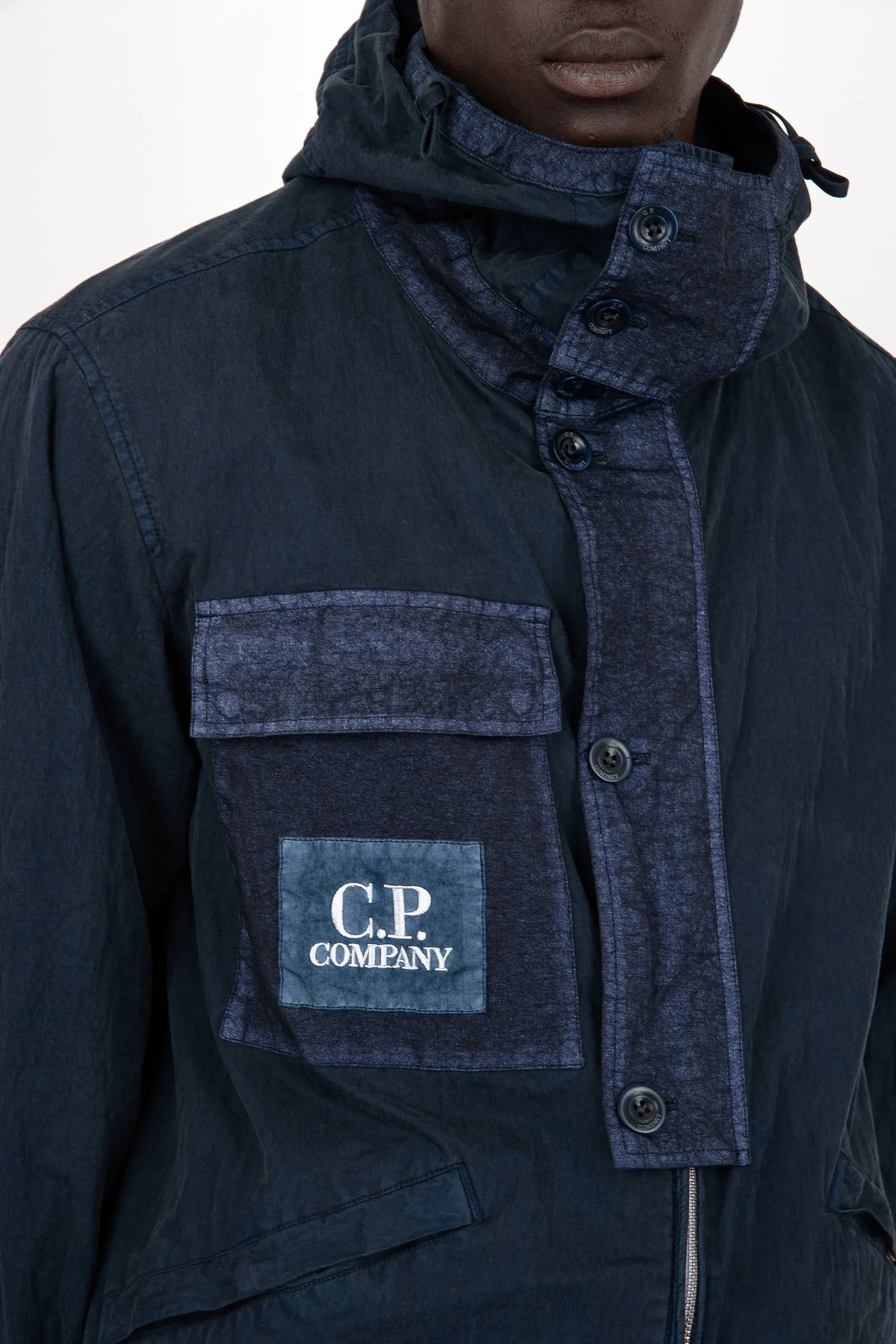 C.P. Company Indigo Cotton Gum Hooded Jacket in 50 Fili