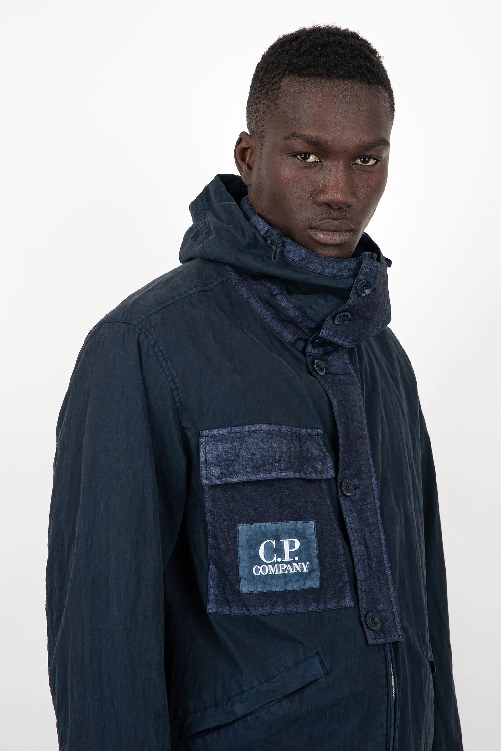 C.P. Company Indigo Cotton Gum Hooded Jacket in 50 Fili