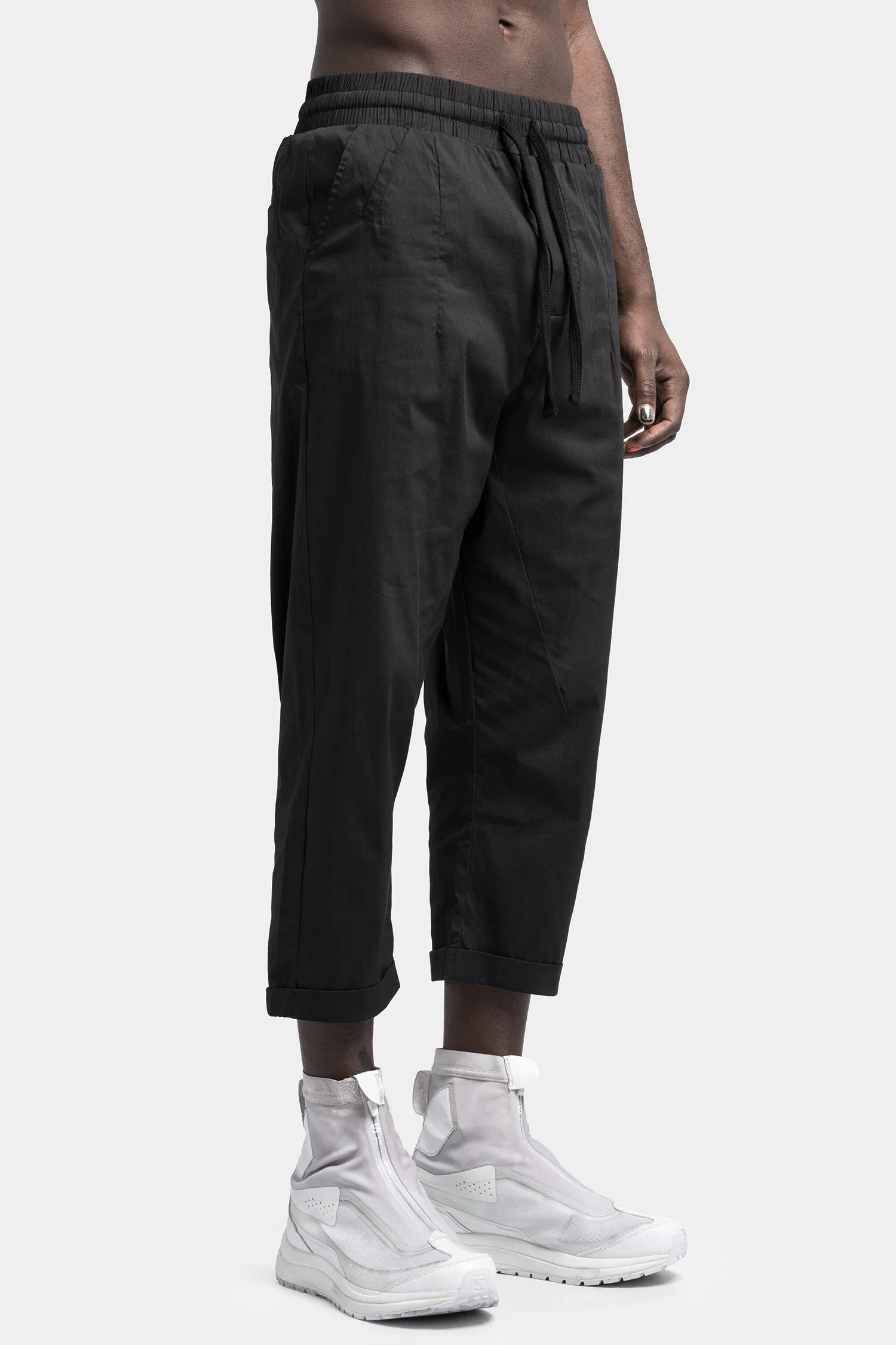 Cropped black cotton blend pants