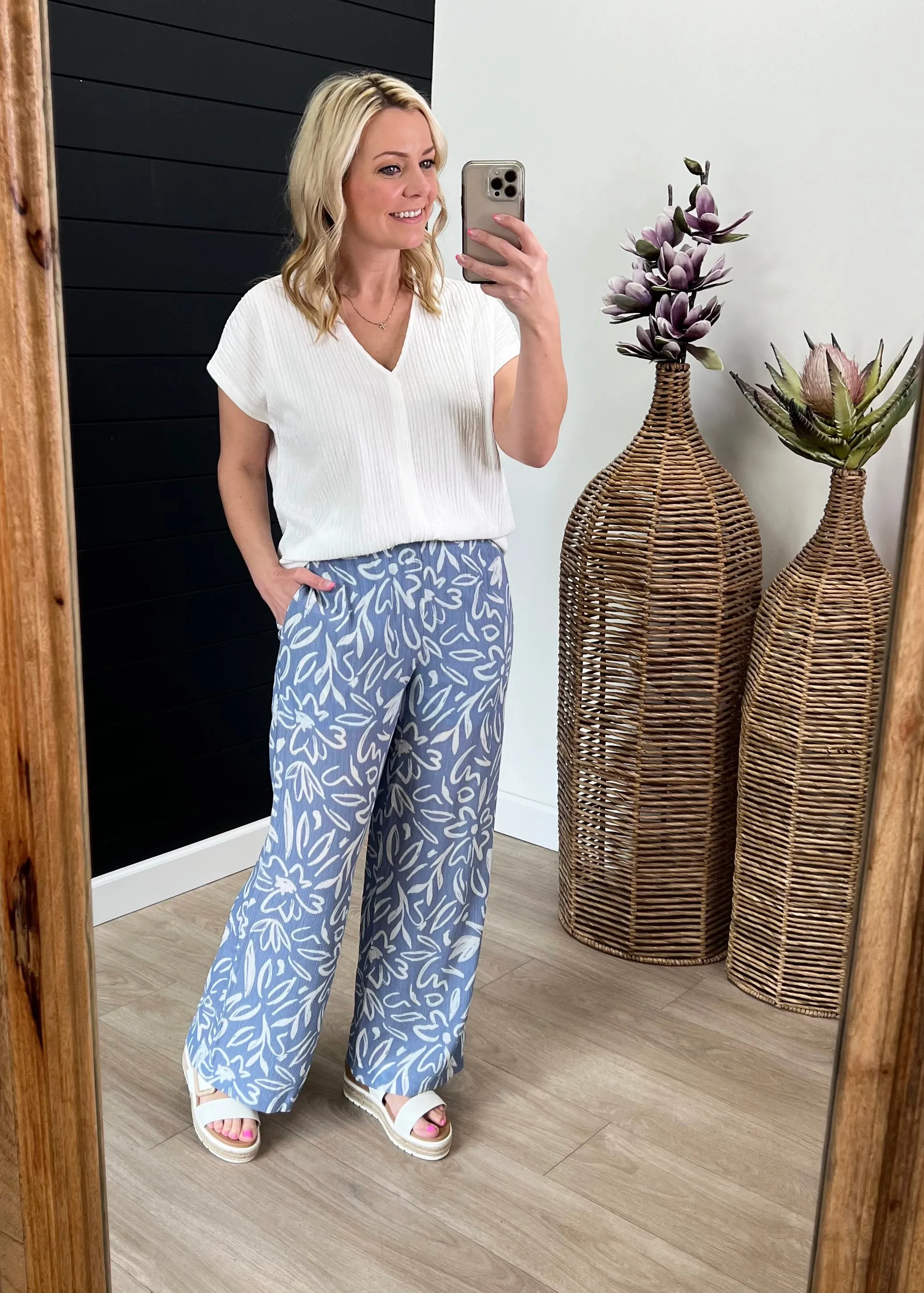 Cute Blue Printed Pants - Limited Time Offer.