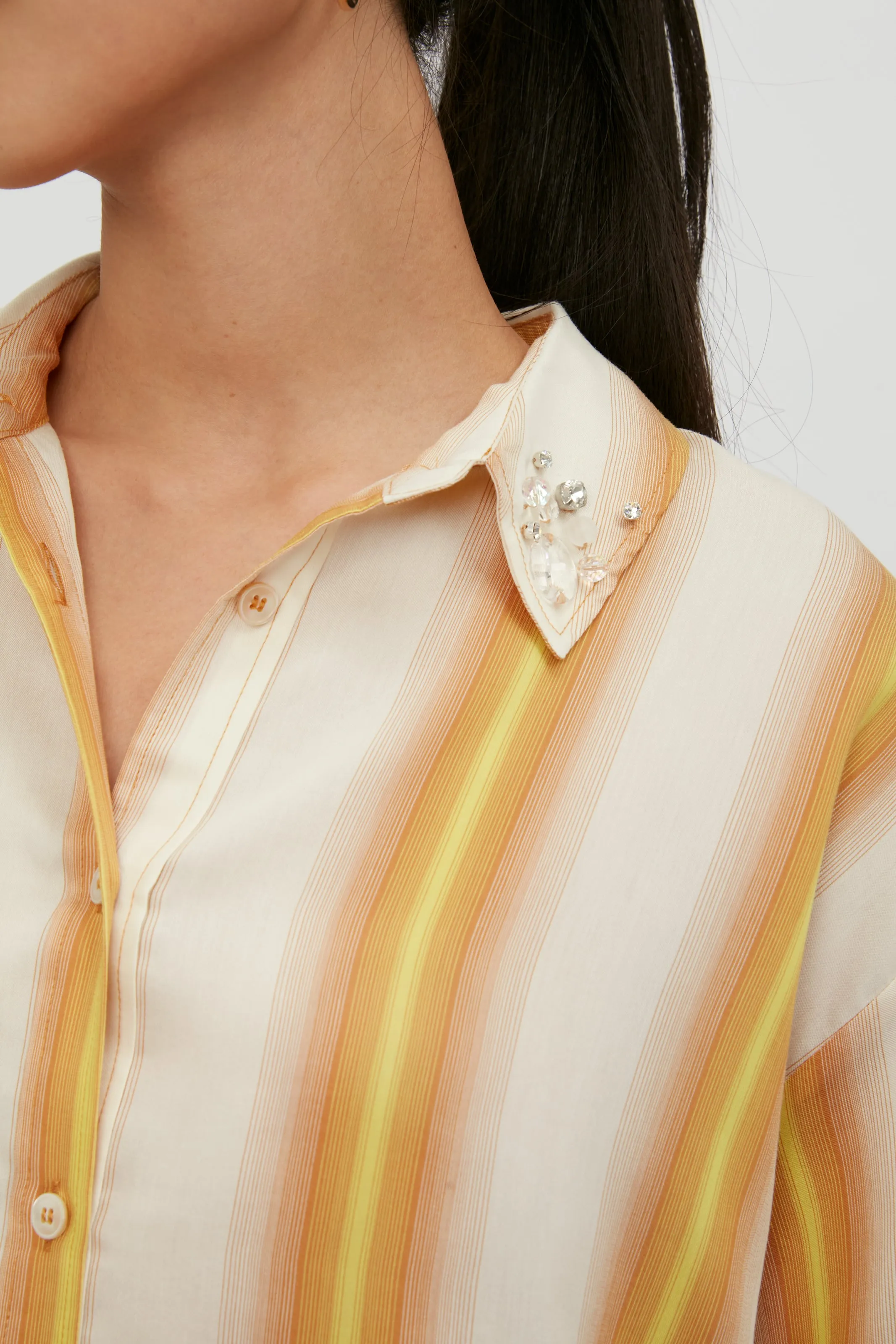 Degradé Stripe Shirt, Crystal Embellished, Ambra