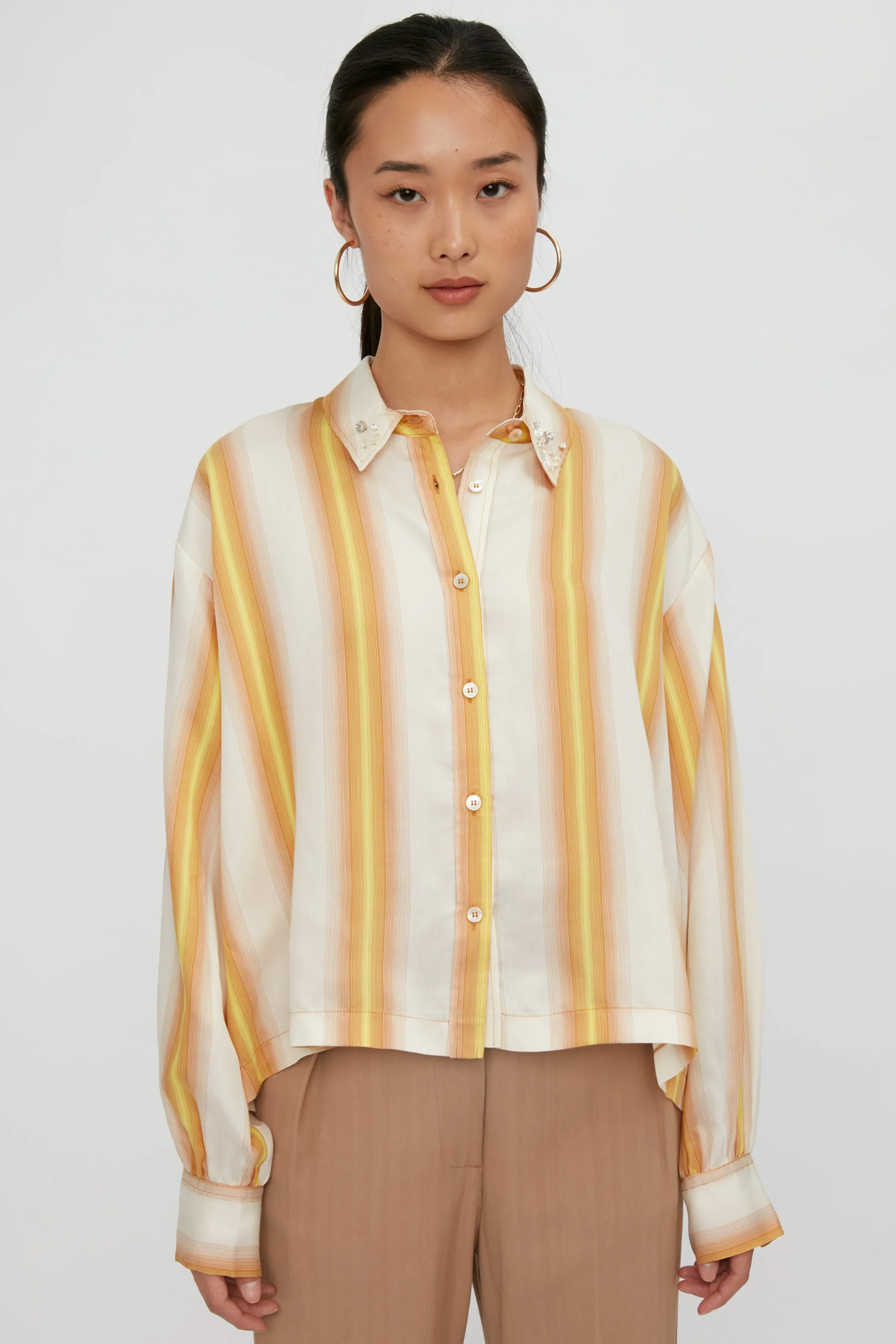 Degradé Stripe Shirt, Crystal Embellished, Ambra