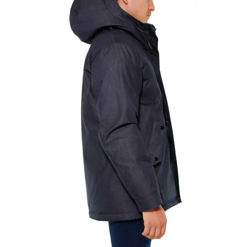 denim parka piuma imbottitura blu