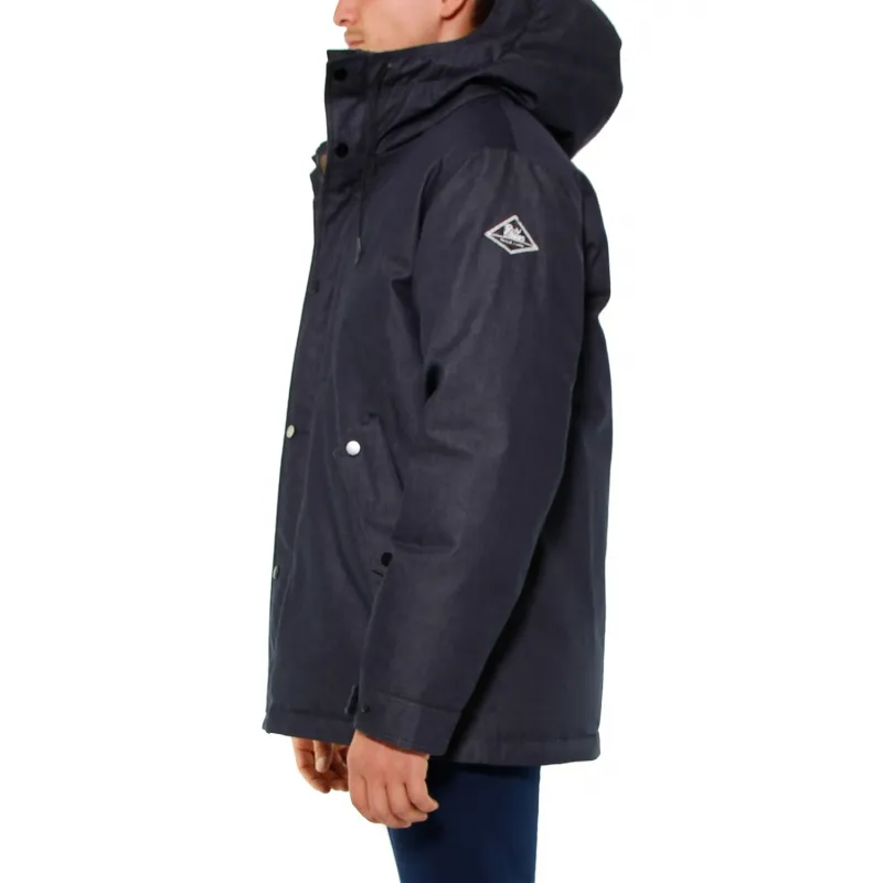 denim parka piuma imbottitura blu