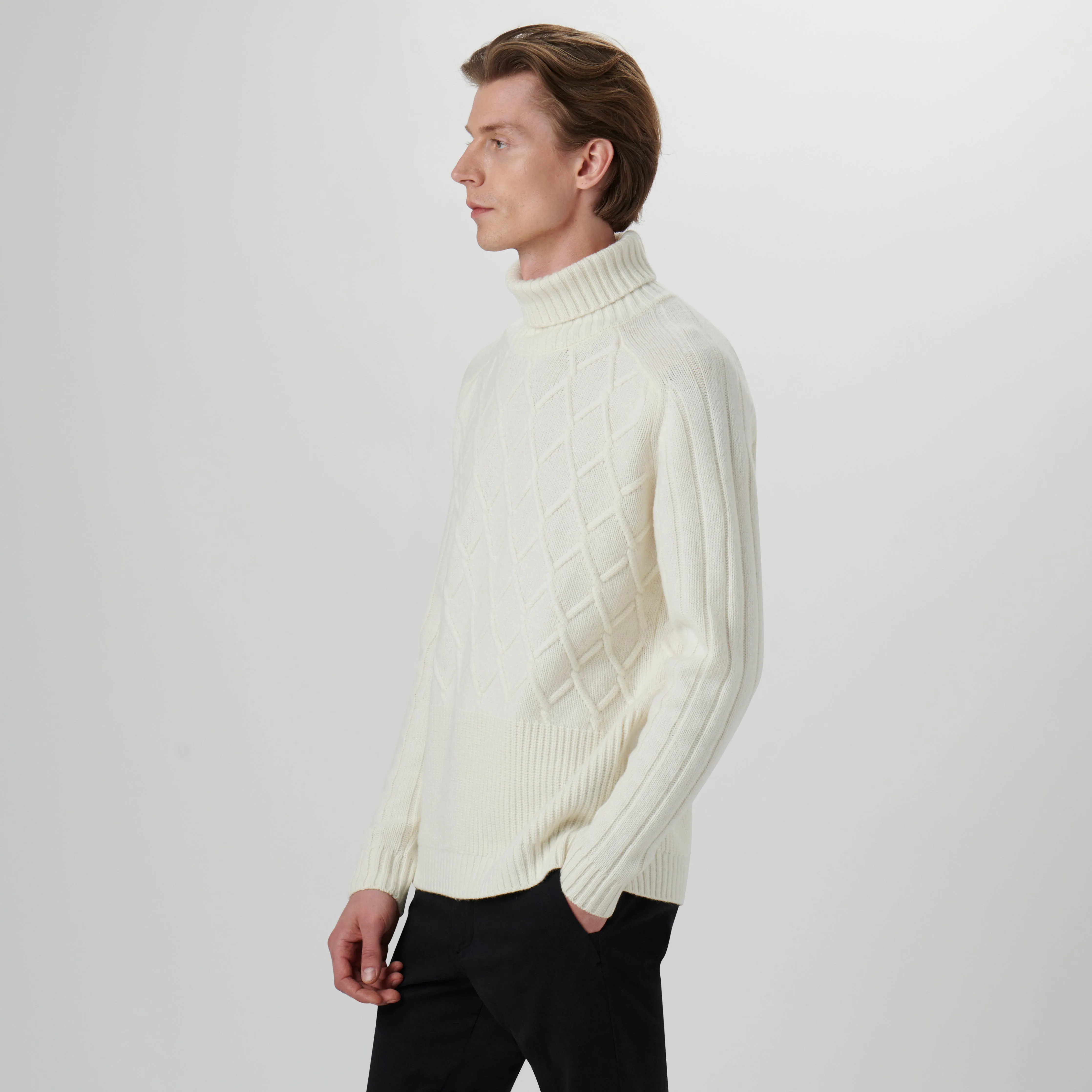 Diamond Stitch Turtleneck Sweater