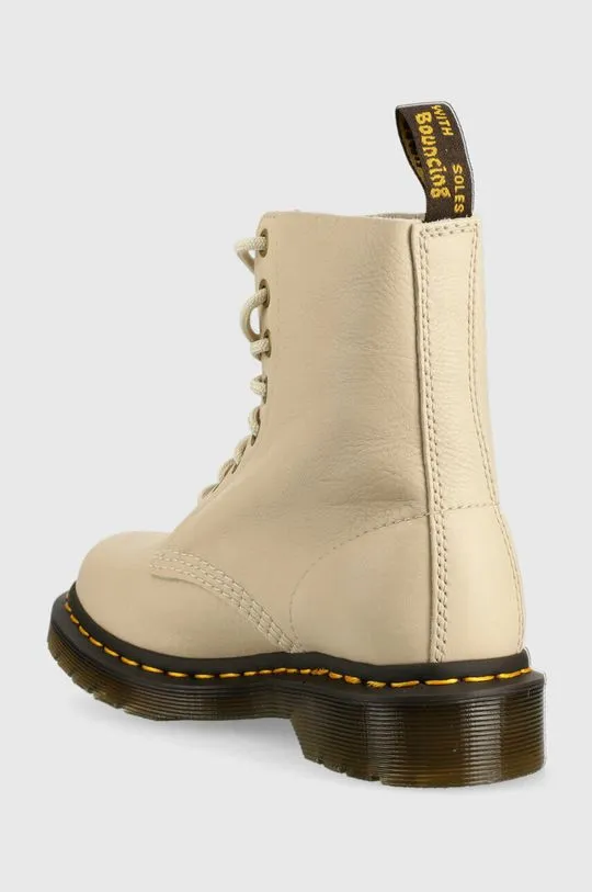 Dr. Martens leather biker boots 1460 Pascal women's beige color  DM26802292