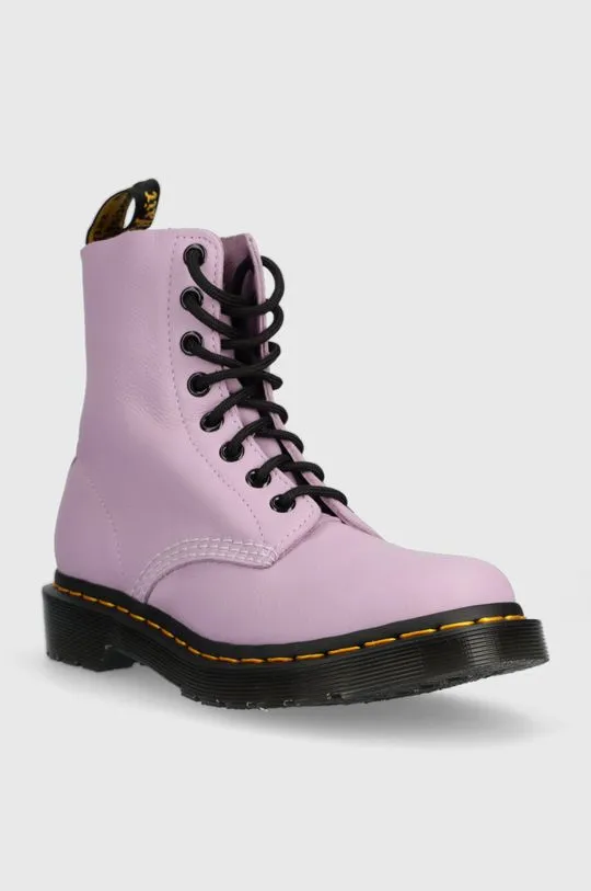 Dr. Martens leather biker boots 1460 Pascal women's violet color