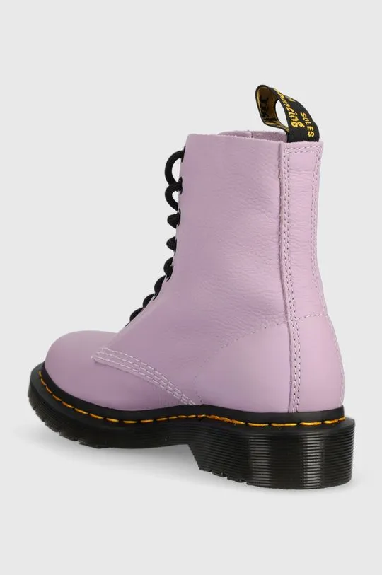 Dr. Martens leather biker boots 1460 Pascal women's violet color