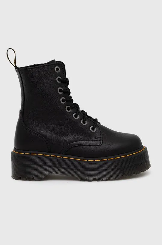 Dr. Martens leather biker boots women's black color