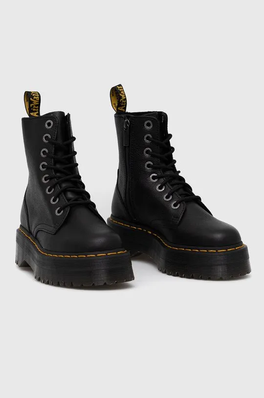 Dr. Martens leather biker boots women's black color