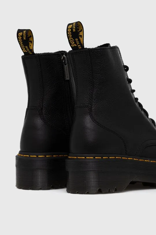 Dr. Martens leather biker boots women's black color