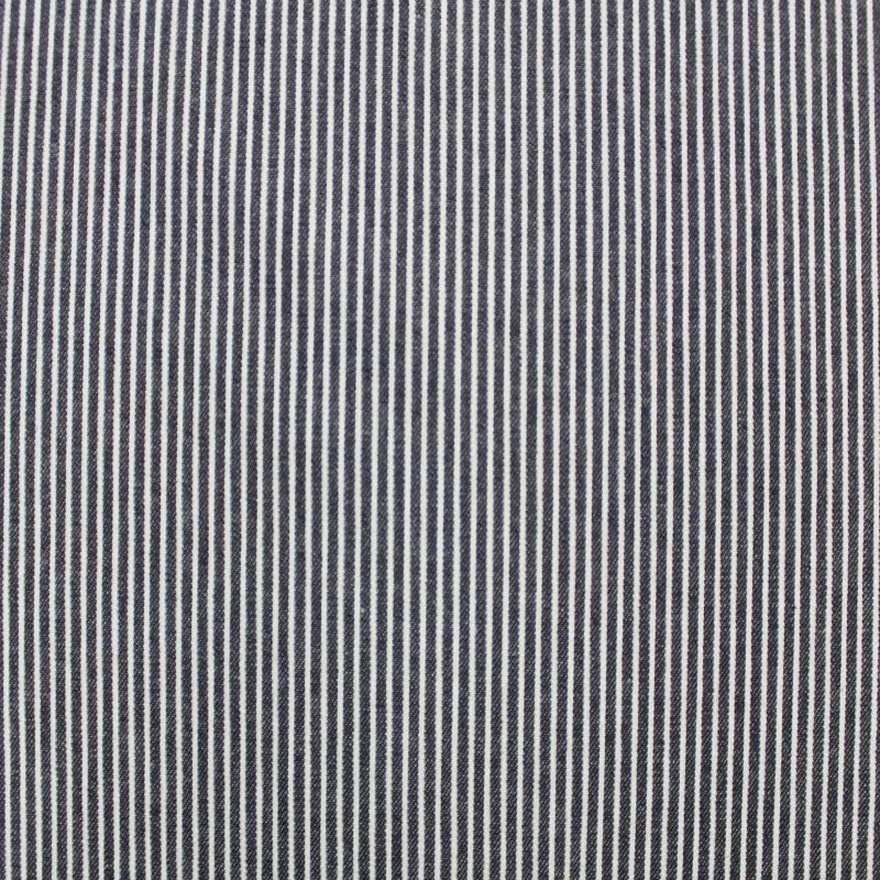 DRESSMAKING COTTON DENIM HICKORY STRIPE - Grey & White