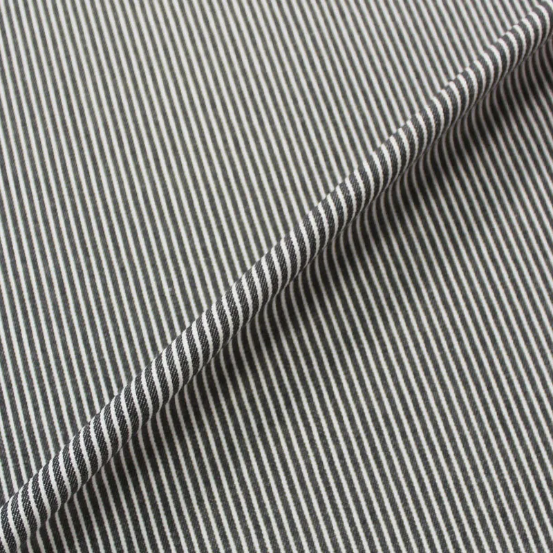 DRESSMAKING COTTON DENIM HICKORY STRIPE - Grey & White