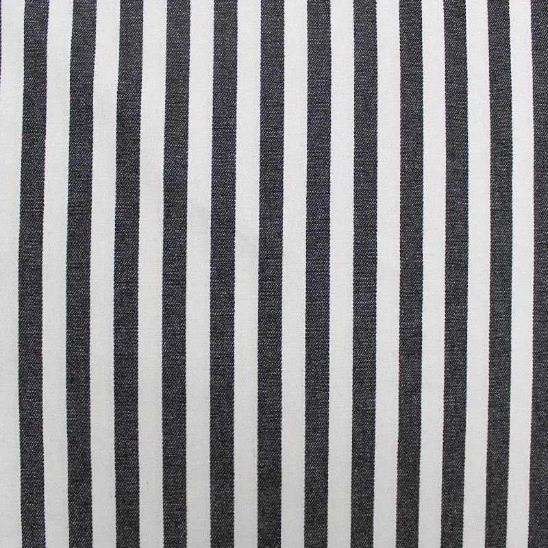 Dressmaking Cotton Twill | Medium Stripe | Charcoal and White | Buy Now