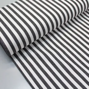 Dressmaking Cotton Twill | Medium Stripe | Charcoal and White | Buy Now